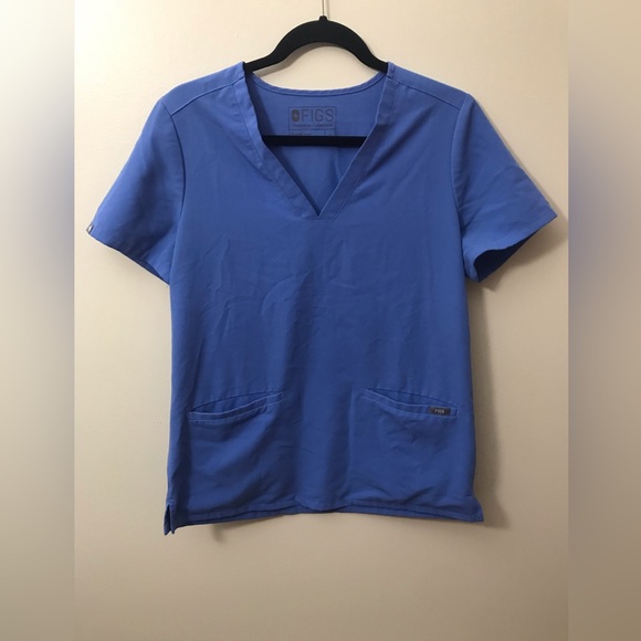 Figs Technical Womens Light Blue Scrub Two Pocket Style Top Size Small - Picture 2 of 12